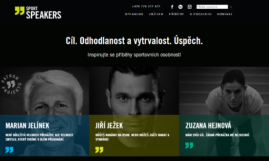 Náhled webu platformy Sport Speakers 